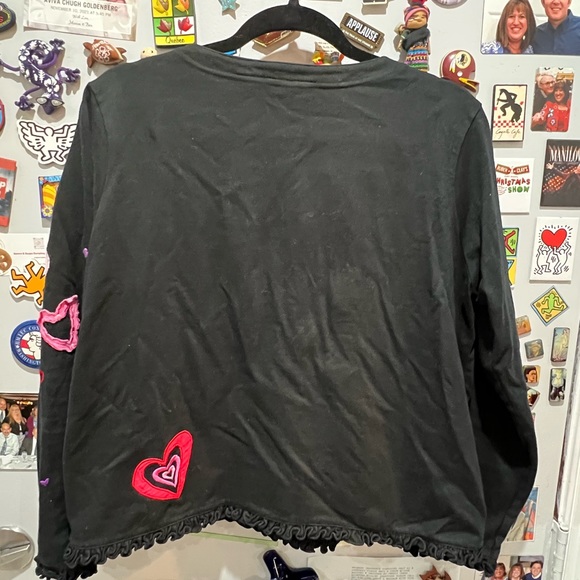 Michael Simon embroidered heart design cotton-cropped cardigan -Large- VG cond. - Picture 6 of 10